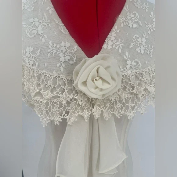 Vintage Scott McClintock 1980s Cottagecore Lace & Rosette Detail Dress - Picture 6 of 16